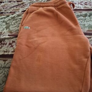 Lacoste Mens Rust-Orange Fleece Joggers